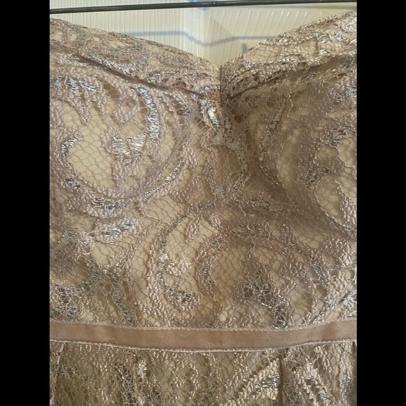 JENNY YOO Collection Dress Hudson 1362 Sandstone/Metallic Swirl Lace Dress Sz 0 - Picture 12 of 12